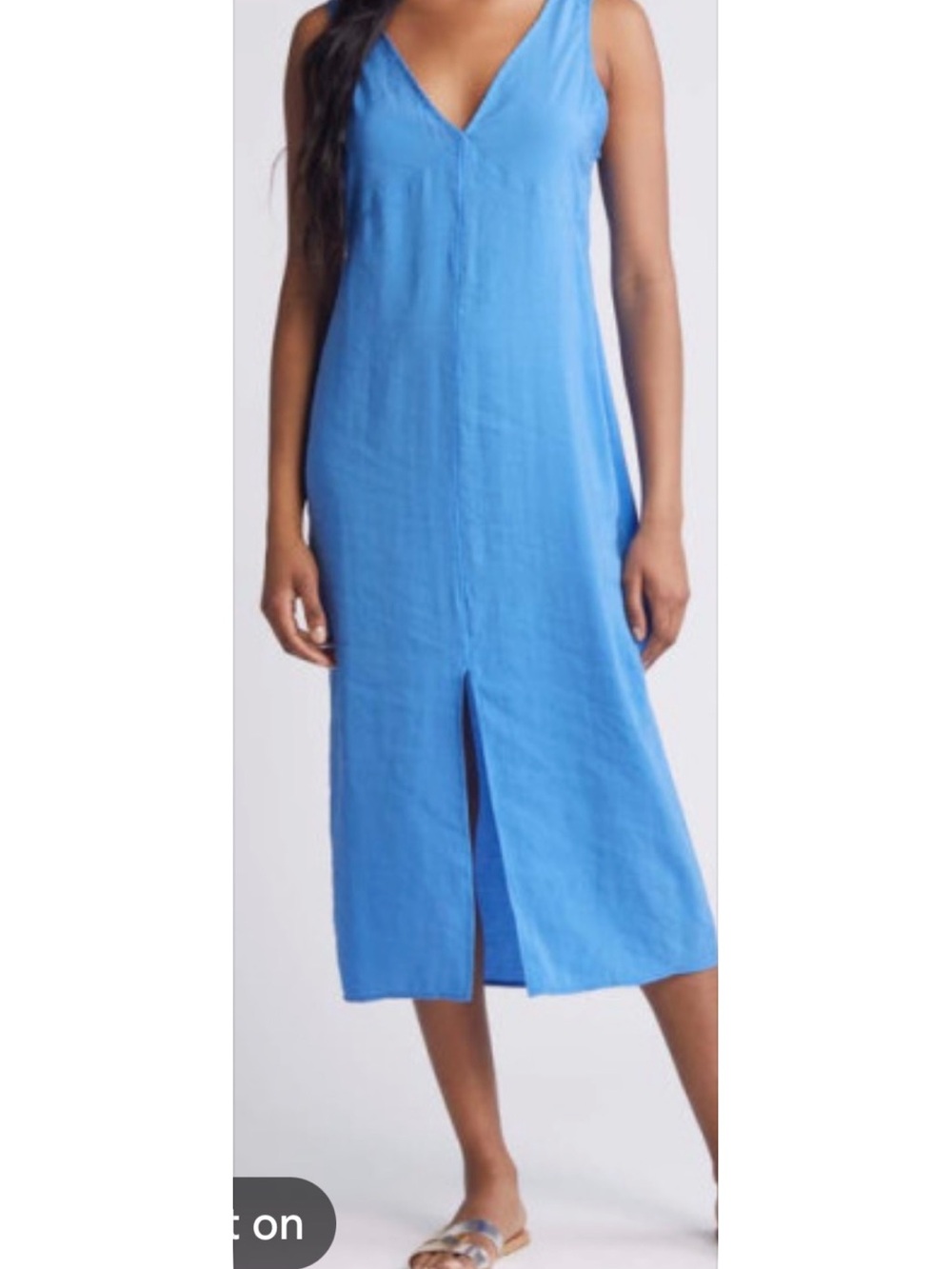 Nation LTD Bright Blue V-Neck Sleeveless Midi Dress with Front Slit